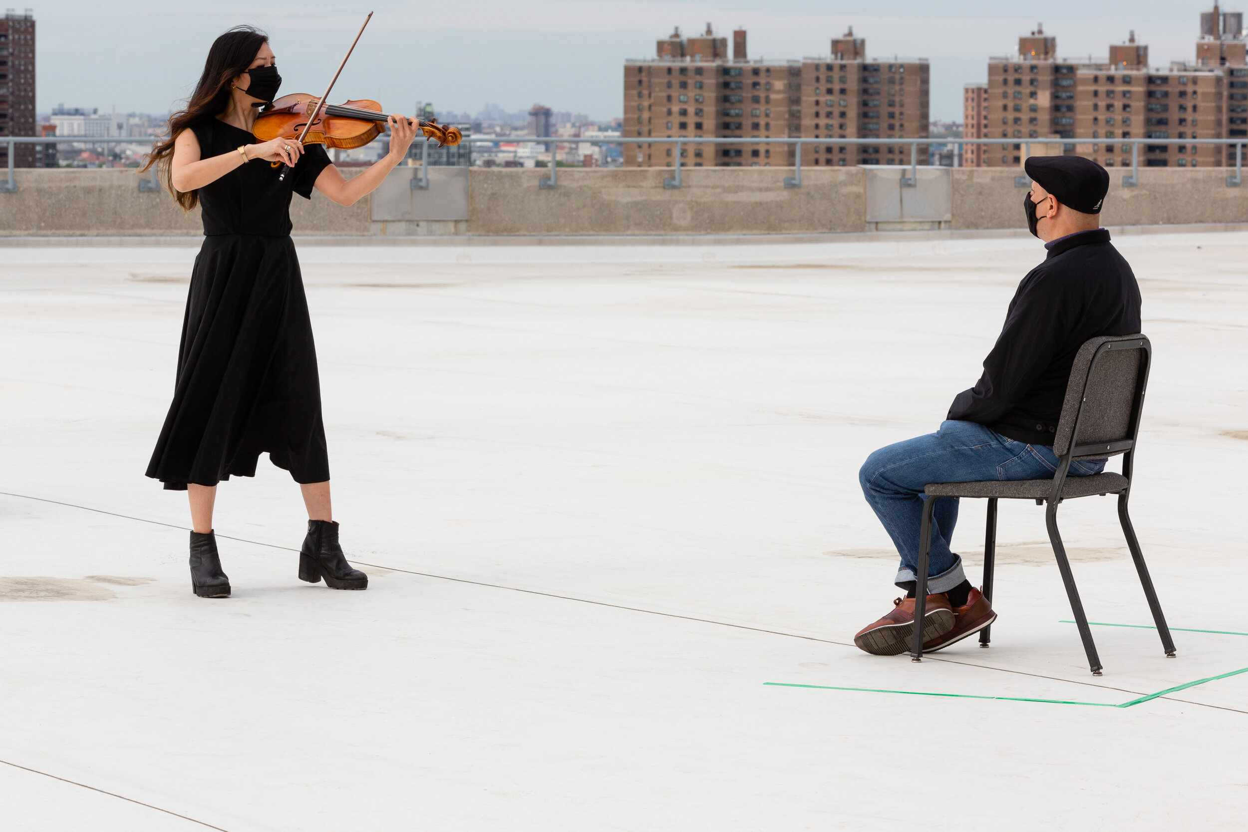 Violinist playing duet